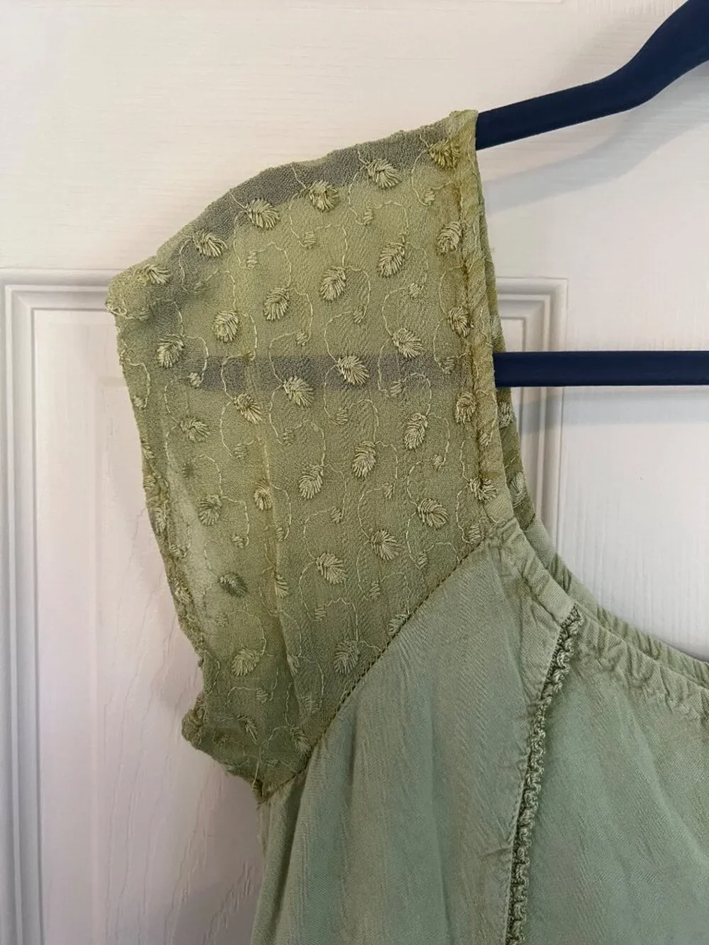 Sacred Threads Green Cap Sleeve Bohemian Mini Dress One Size Fairy Whimsy  Hippi - Picture 3 of 12